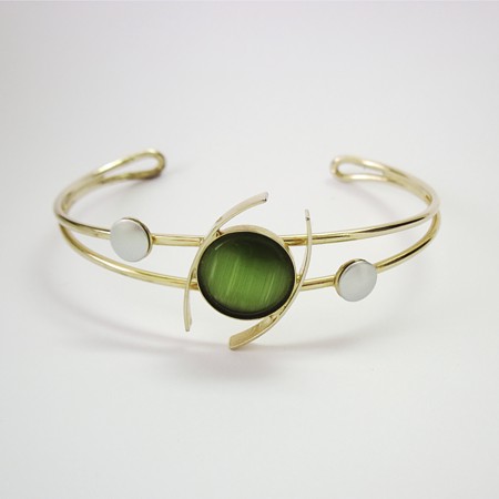 Bright Green Catsite Cuff Bracelet by Christophe Poly - Click Image to Close